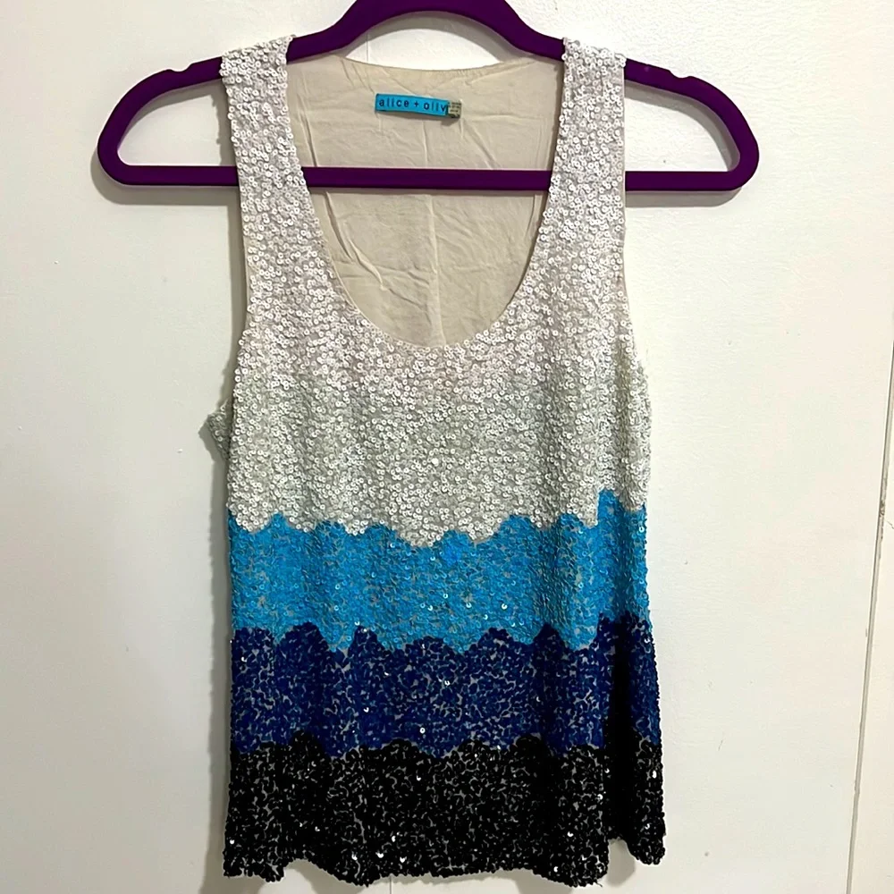 Alice + Olivia 5 color sequin lined tank top - Picture 3 of 4